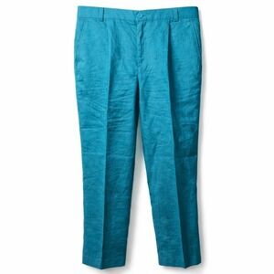 BIARELLI 100% Linen Pleated Front Trouser Pant Sz 36 Lightweight Summer Resort